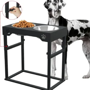 Adjustable Elevated Dog Bowls, Stainless Steel Non-Slip Feeder for All Sizes