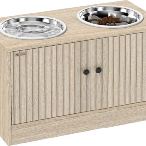 Elevated Dog Bowls with Storage Cabinet