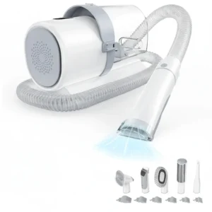Pet Grooming Vacuum Kit with 2L Dust Cup, 3 Suction Modes & 5 Grooming Tools
