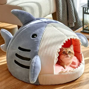 Shark-Shaped Enclosed Pet Bed